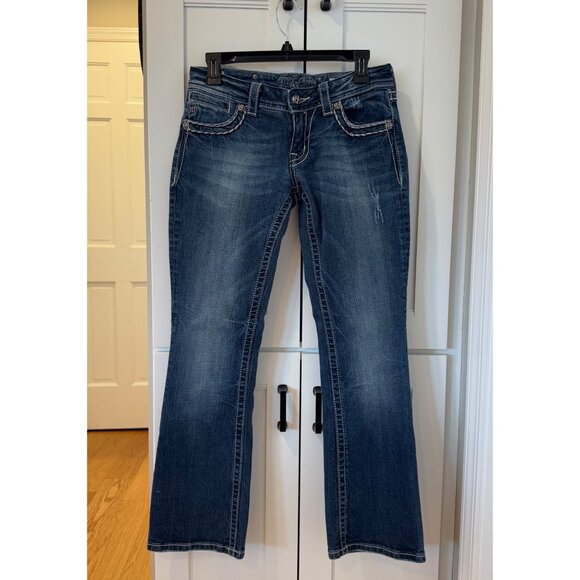 Miss Me Jeans Size 28 Cross Embroidered Rhinestones Boot Cut - Picture 7 of 9